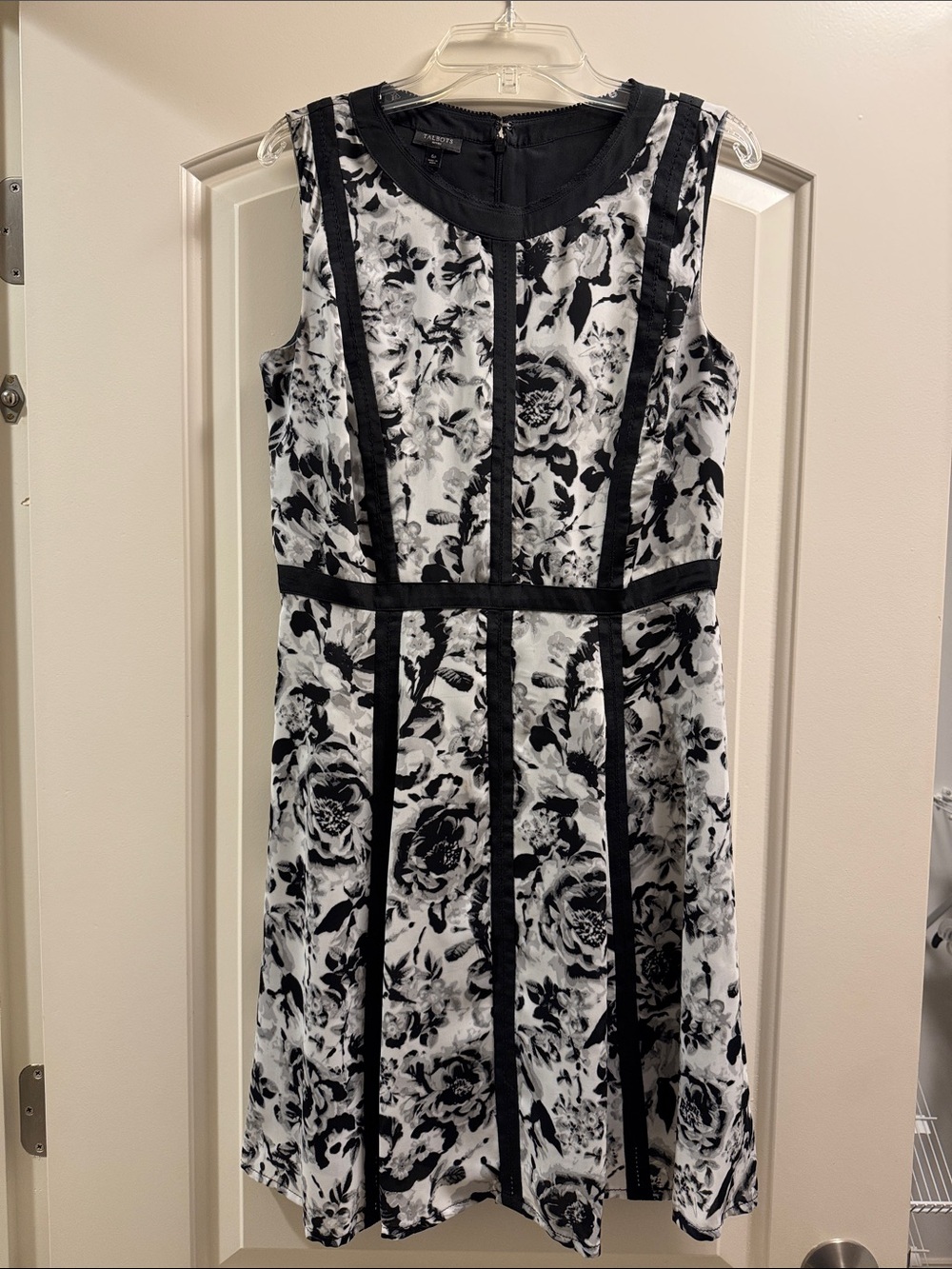 Talbots Black and White Floral Sleeveless Dress